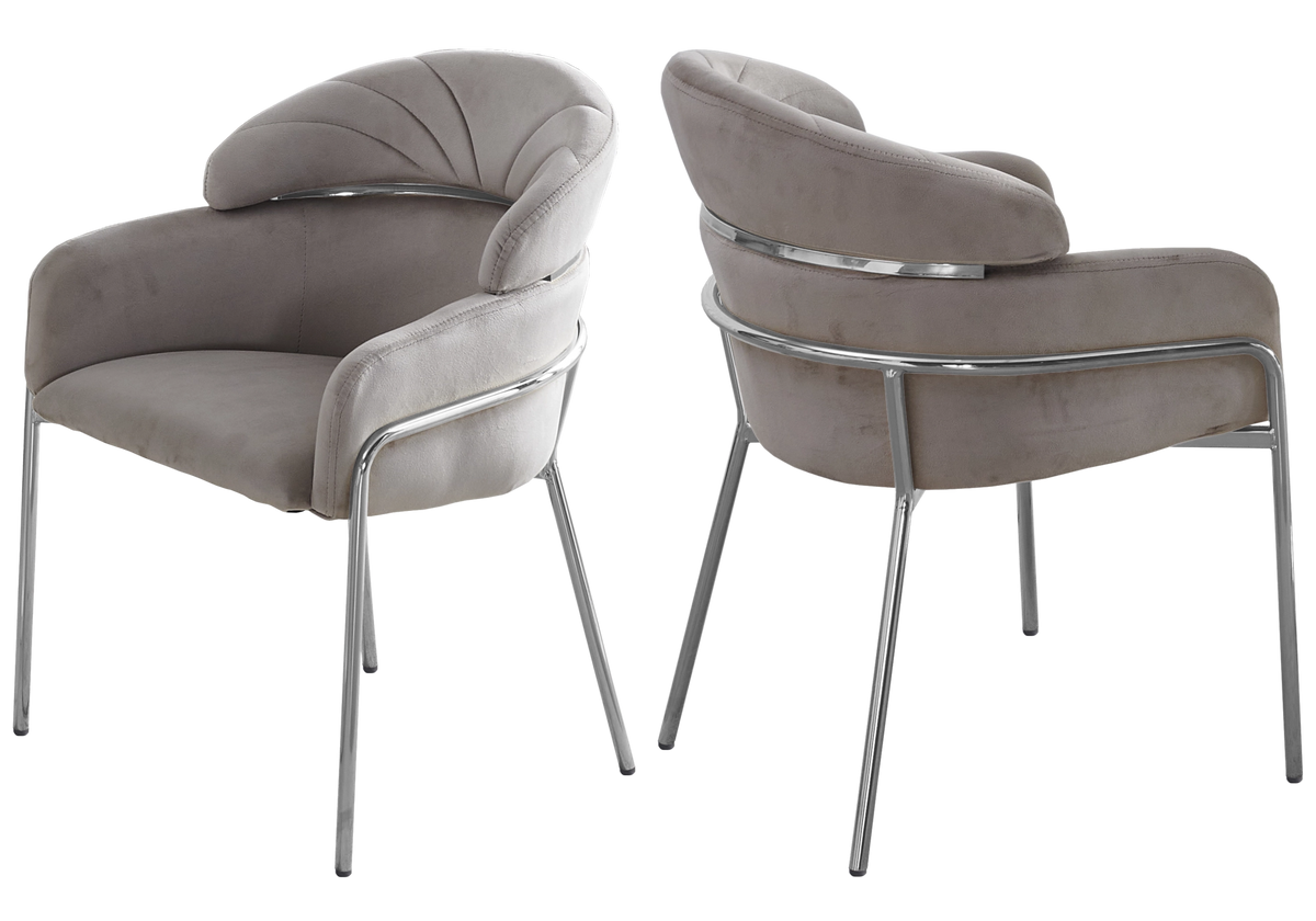 Ensemble table marbre blanc et 4 chaises taupe | Xavi