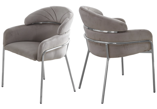 Lot de 4 chaises en taupe et pieds argentés | Beda