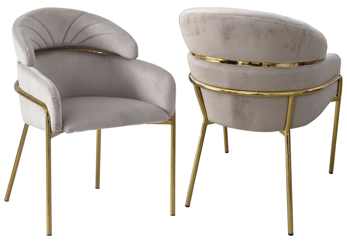Lot de 4 chaises en taupe et pieds dorés | Beda