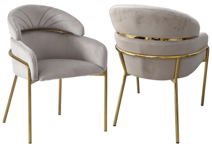 Lot de 4 chaises en taupe et pieds dorés | Beda