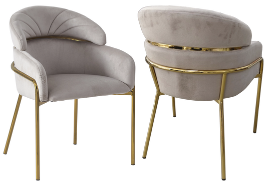 Lot de 4 chaises en taupe et pieds dorés | Beda