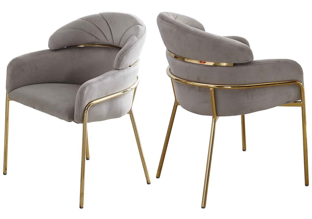 Lot de 4 chaises en taupe et pieds dorés | Beda