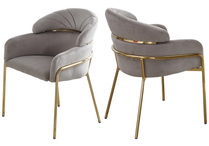 Lot de 4 chaises en taupe et pieds dorés | Beda