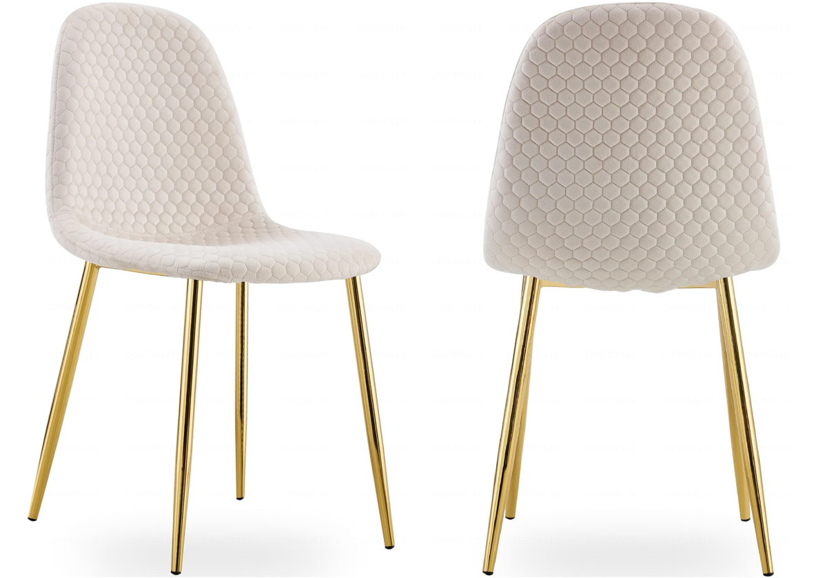 Chaises scandinaves velours alvéolé beige x6 | Sixo