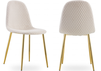 Chaises scandinaves velours alvéolé beige x6 | Sixo