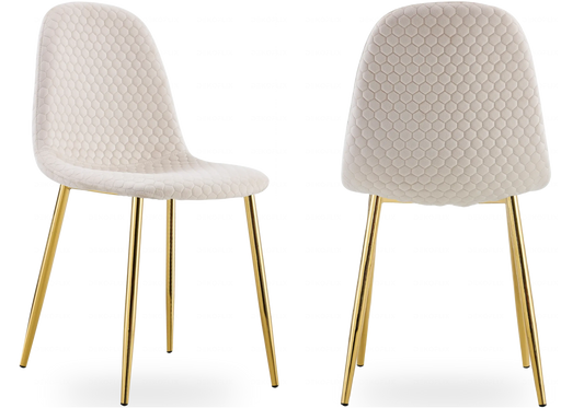Chaises scandinaves velours alvéolé beige x6 | Sixo