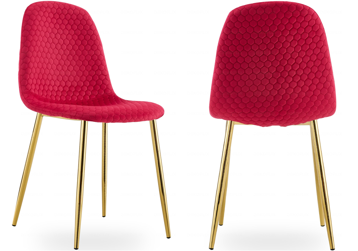 Lot de 6 chaises scandinaves velours alvéolé fuchsia | Sixo
