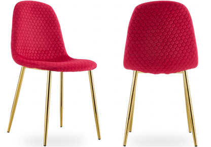 Lot de 6 chaises scandinaves velours alvéolé fuchsia | Sixo