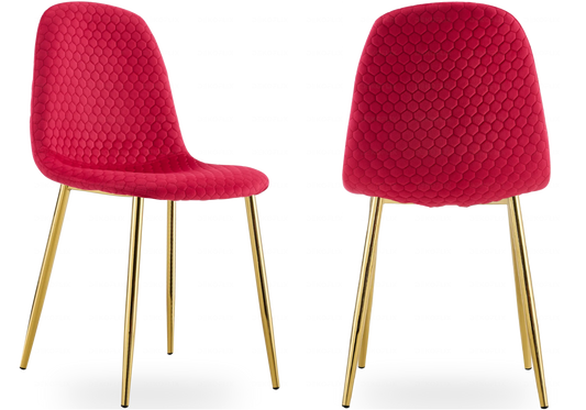 Lot de 6 chaises scandinaves velours alvéolé fuchsia | Sixo