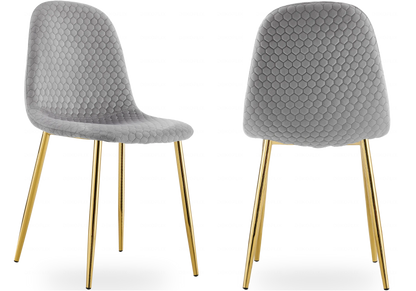 Lot de 6 chaises scandinaves velours alvéolé gris | Sixo
