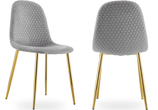 Lot de 6 chaises scandinaves velours alvéolé gris | Sixo