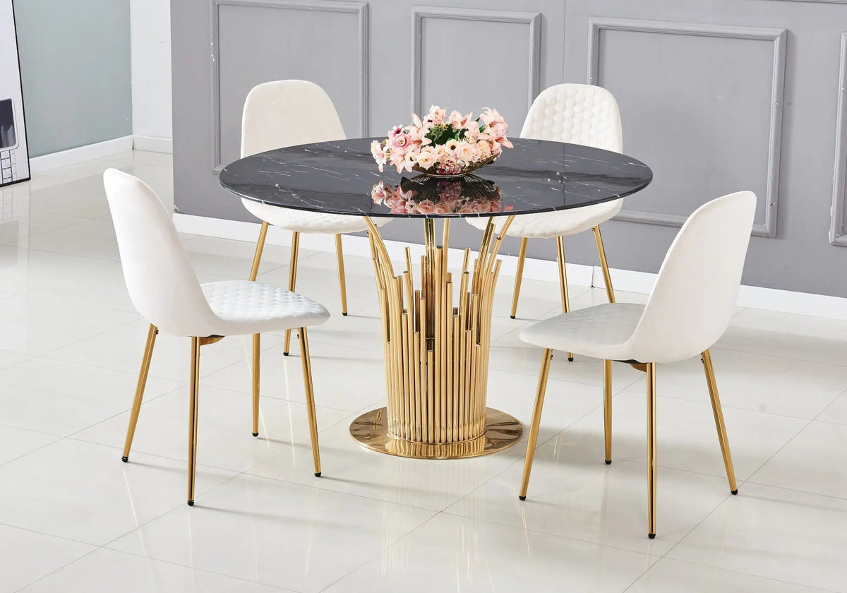 Chaises scandinaves velours alvéolé beige x6 | Sixo