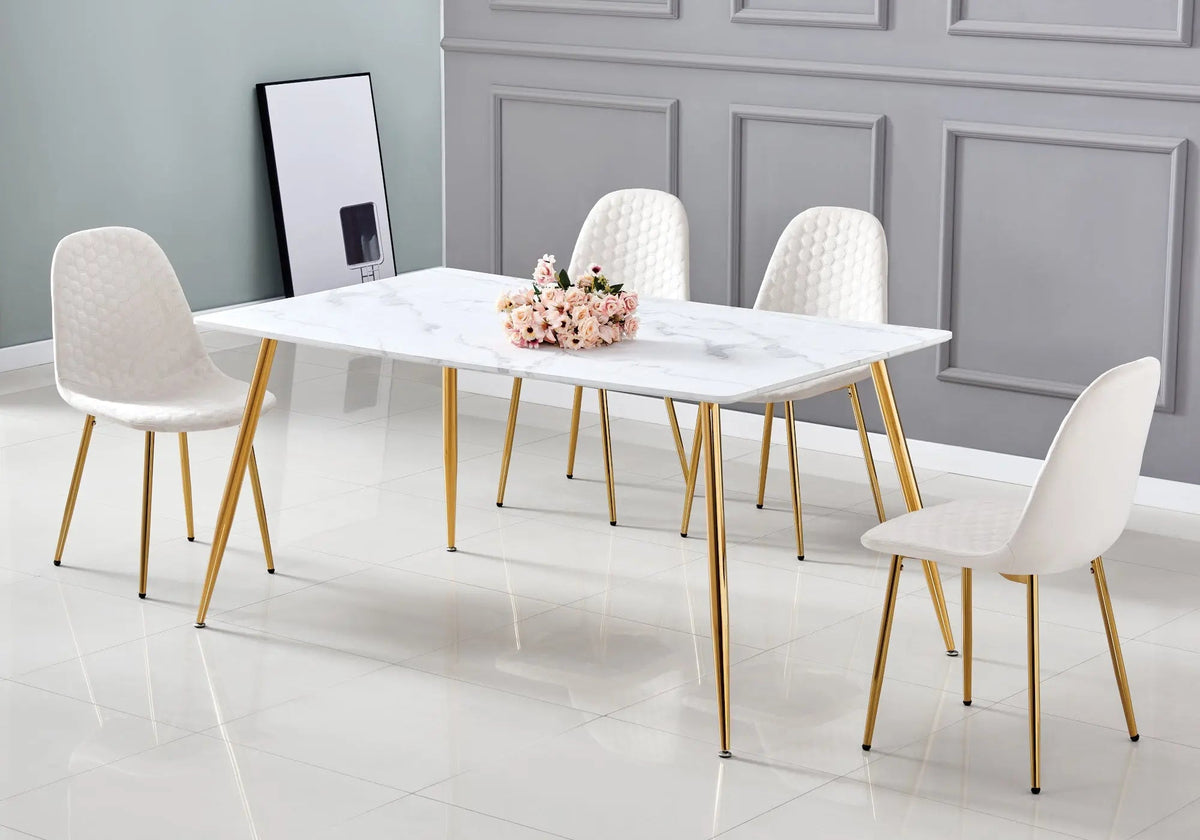 Chaises scandinaves velours alvéolé beige x6 | Sixo