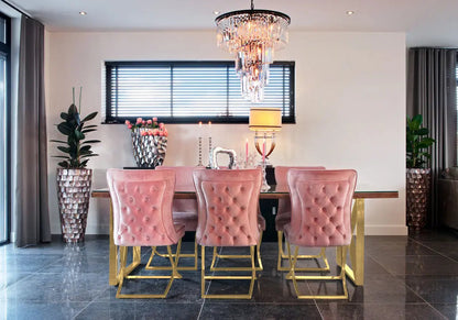 Lot de 2 chaises capitonnées rose poudré | Korva