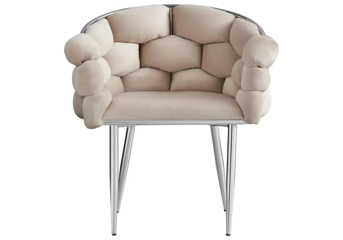 Lot de 2 fauteuils beige pieds argentés | Stratos
