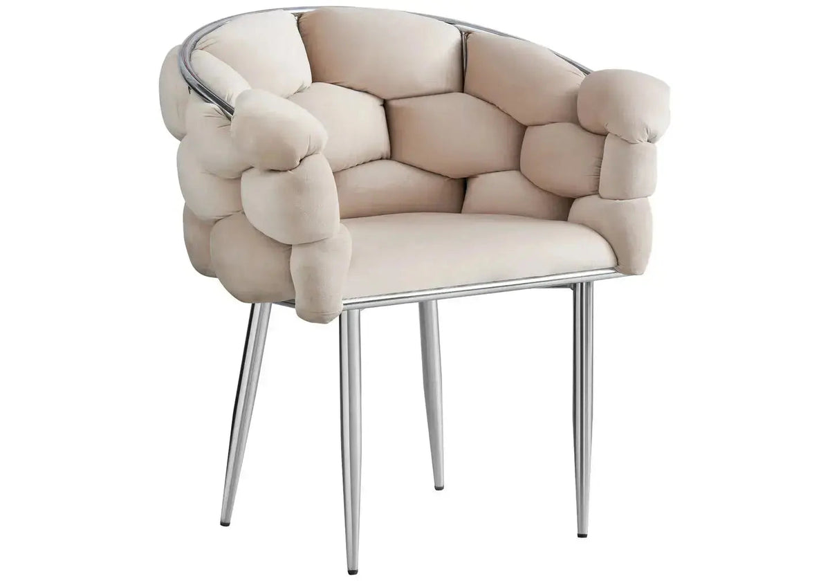 Lot de 2 fauteuils beige pieds argentés | Stratos