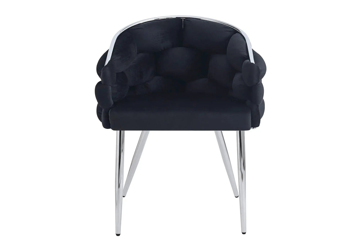Lot de 2 fauteuils en noir pieds argentés | Stratos