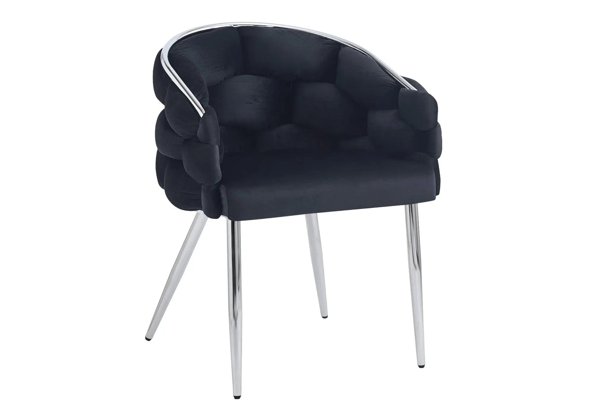 Lot de 2 fauteuils en noir pieds argentés | Stratos