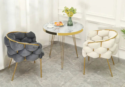 2 fauteuils de table taupe pieds argentés | Stratos
