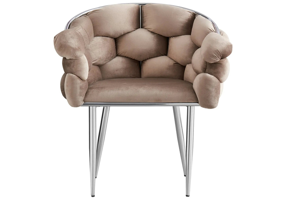 2 fauteuils de table taupe pieds argentés | Stratos