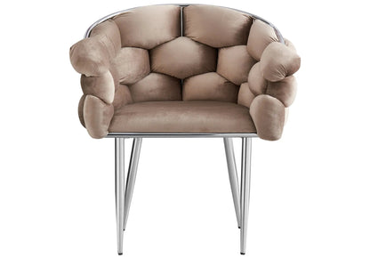 2 fauteuils de table taupe pieds argentés | Stratos