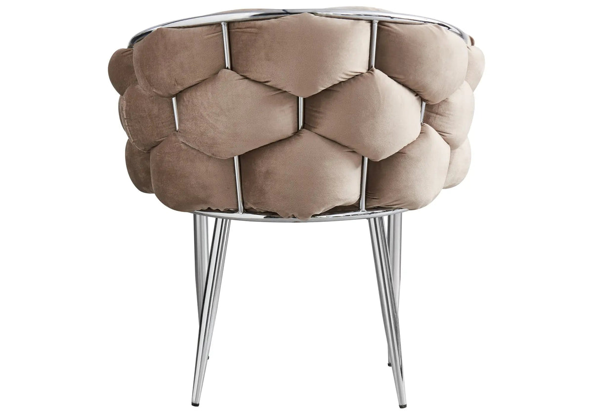2 fauteuils de table taupe pieds argentés | Stratos