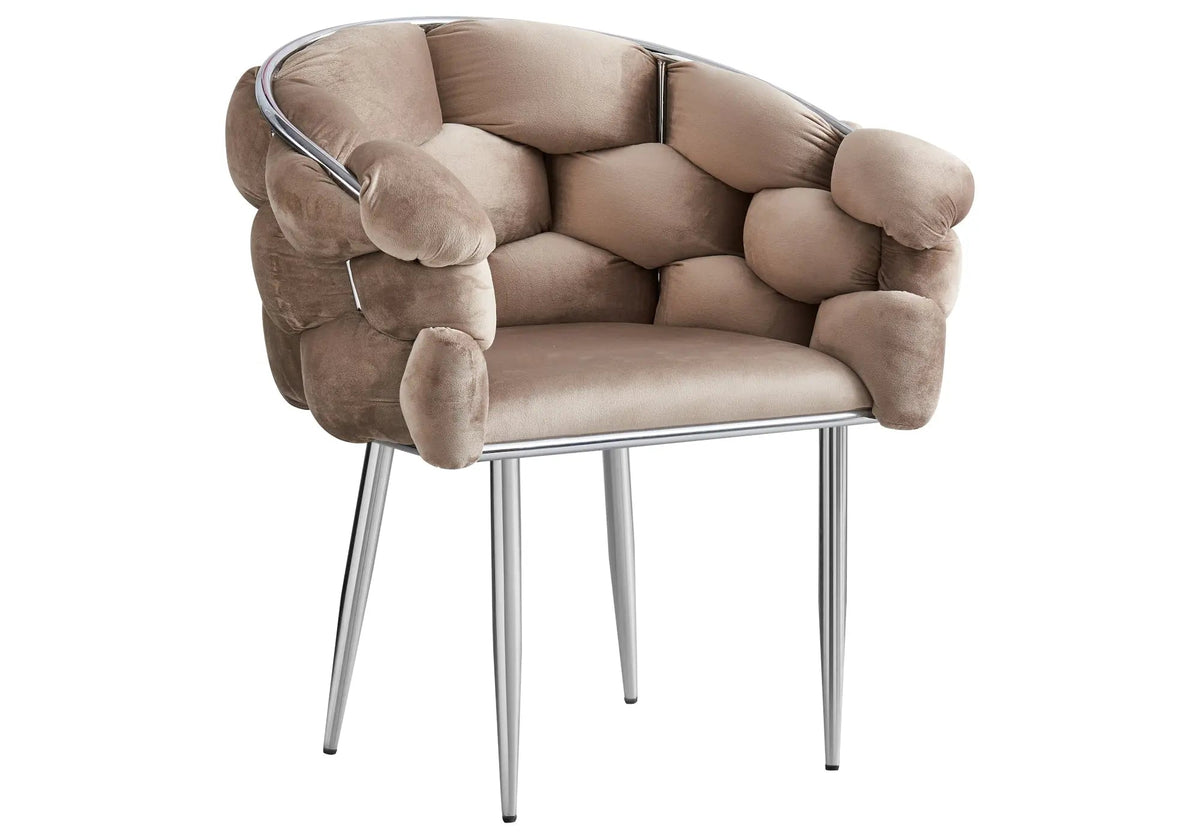 2 fauteuils de table taupe pieds argentés | Stratos