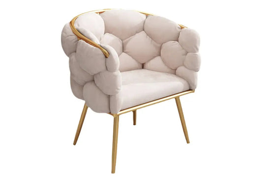 2 fauteuils de table beige pieds dorés | Stratos