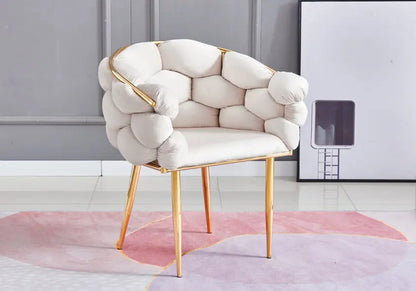 2 fauteuils de table beige pieds dorés | Stratos