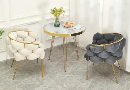 2 fauteuils de table beige pieds dorés | Stratos