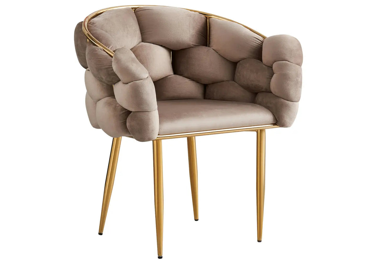 Lot de 2 fauteuils taupe pieds dorés | Stratos
