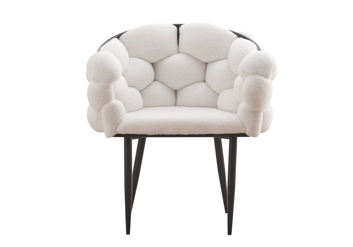 Fauteuil de table tweed blanc pieds noirs x2 | Stratos