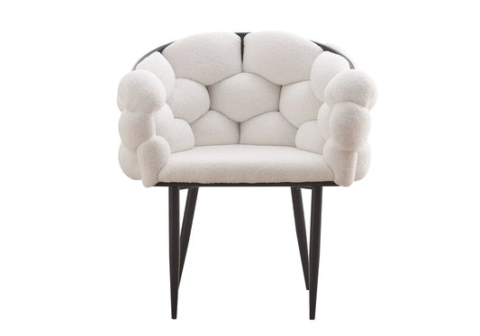 Fauteuil de table tweed blanc pieds noirs x2 | Stratos