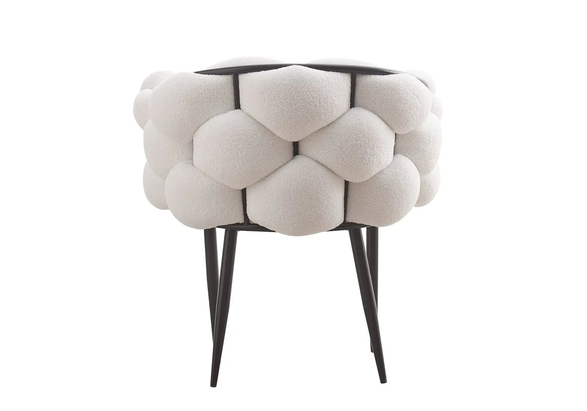 Fauteuil de table tweed blanc pieds noirs x2 | Stratos