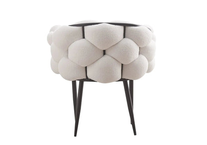 Fauteuil de table tweed blanc pieds noirs x2 | Stratos