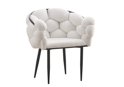 Fauteuil de table tweed blanc pieds noirs x2 | Stratos
