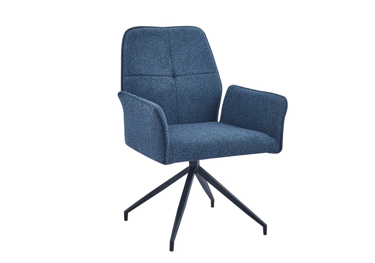 Lot de 2 fauteuils de table pivotants tweed bleu | Zyra