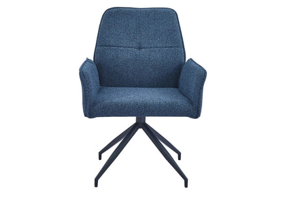 Lot de 2 fauteuils de table pivotants tweed bleu | Zyra