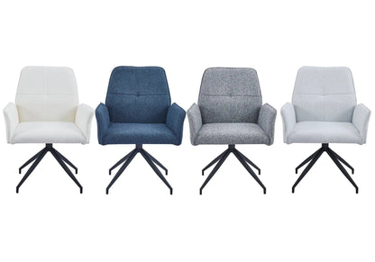 Lot de 2 fauteuils de table pivotants tweed bleu | Zyra