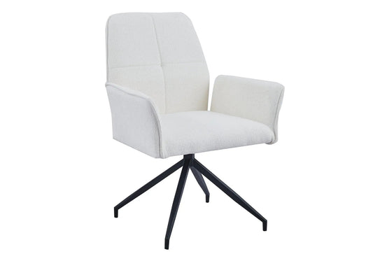 Lot de 2 fauteuils de table pivotants en tweed écru | Zyra