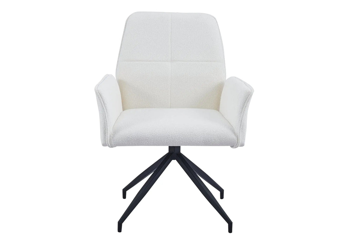 Lot de 2 fauteuils de table pivotants en tweed écru | Zyra