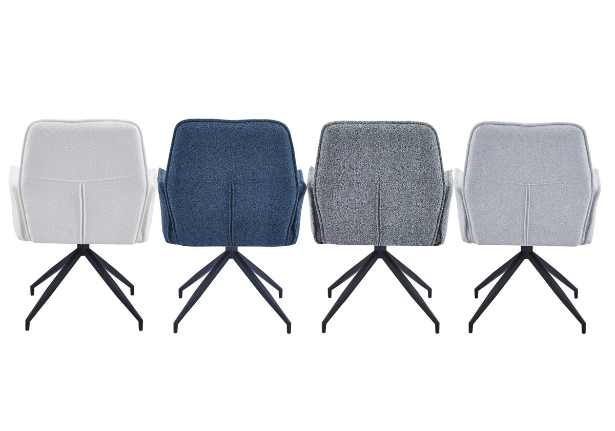 Lot de 2 fauteuils de table pivotants en tweed écru | Zyra