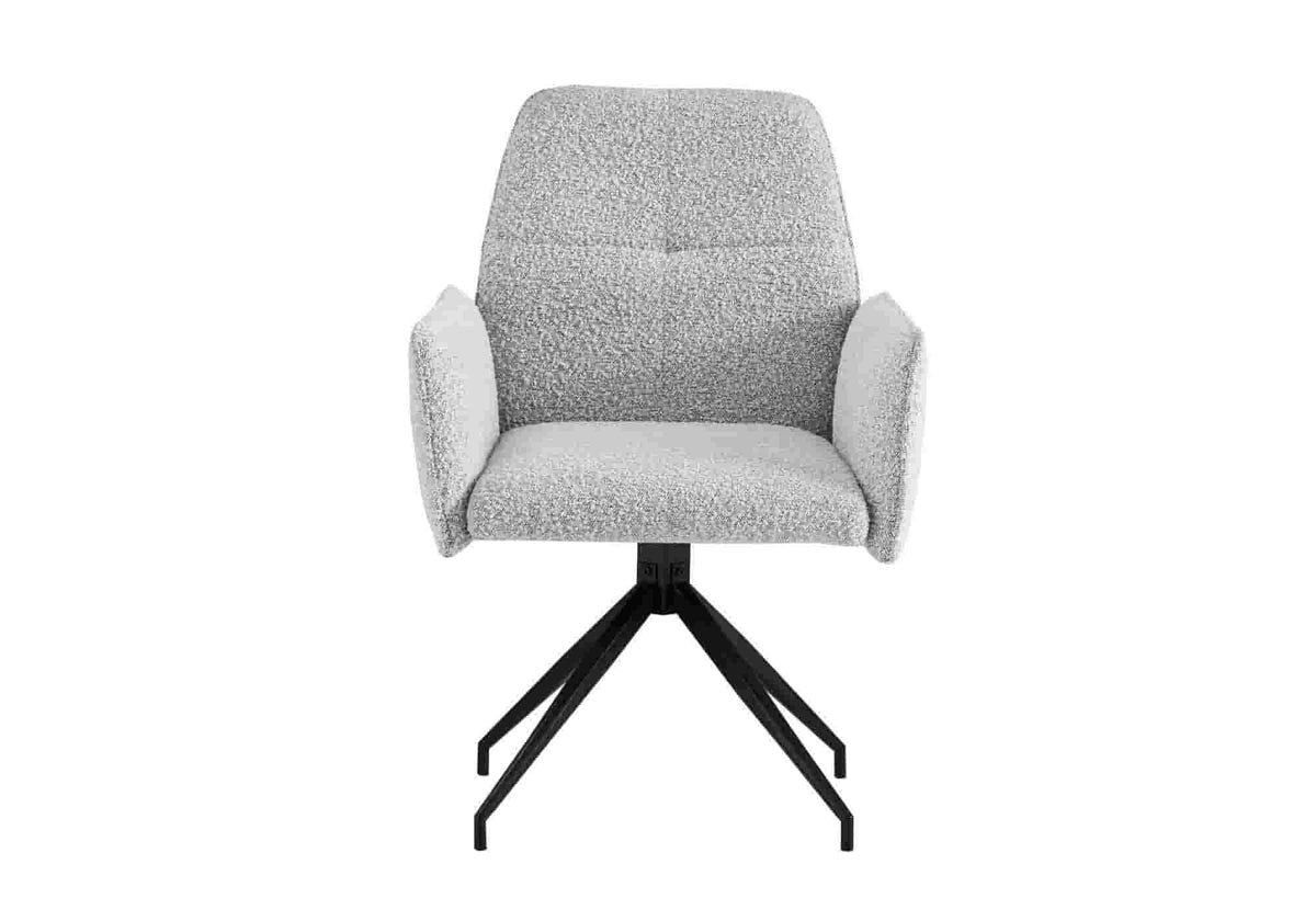Fauteuils de table pivotants bouclette grise | Zyra