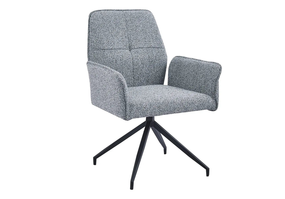 Fauteuils de table pivotants en tweed noir x2 | Zyra