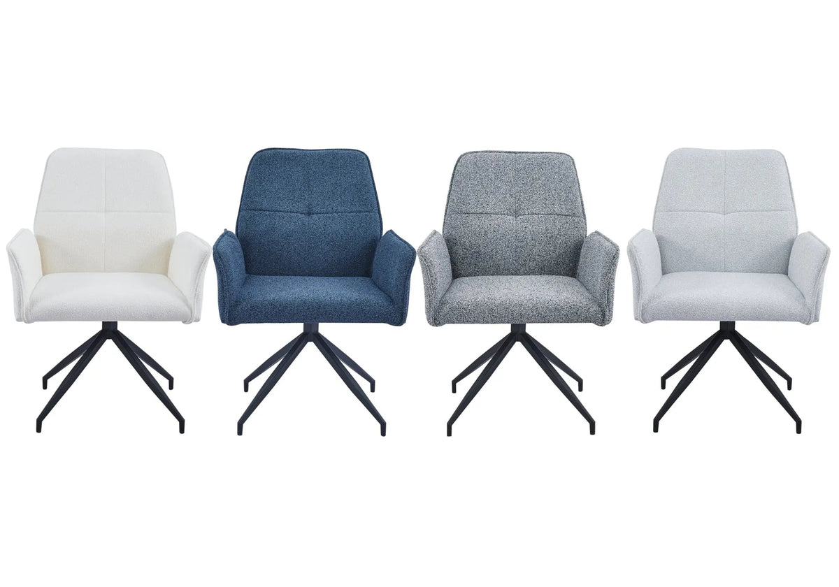 Fauteuils de table pivotants en tweed noir x2 | Zyra