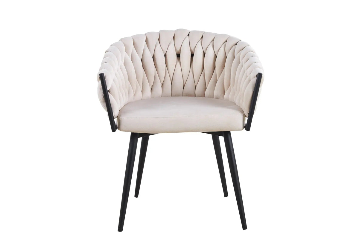 Lot de 2 fauteuils de table en beige | Vexis