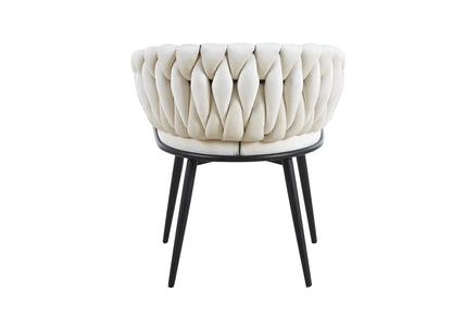 Fauteuils de table velours blanc pieds noirs x2 | Vexis
