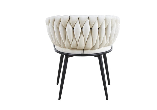 Fauteuils de table velours blanc pieds noirs x2 | Vexis