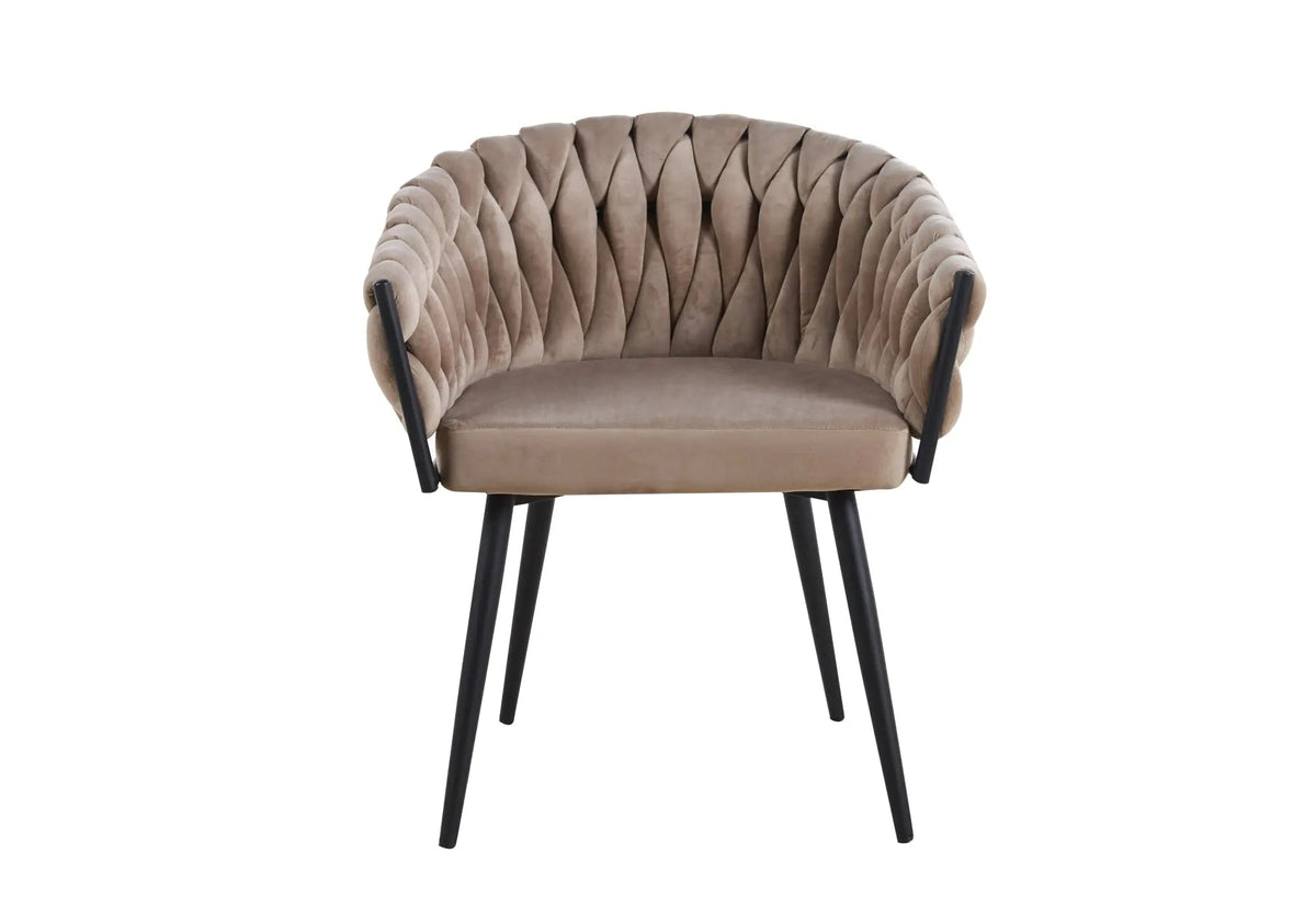 Fauteuil de table taupe pieds noirs x2 | Vexis