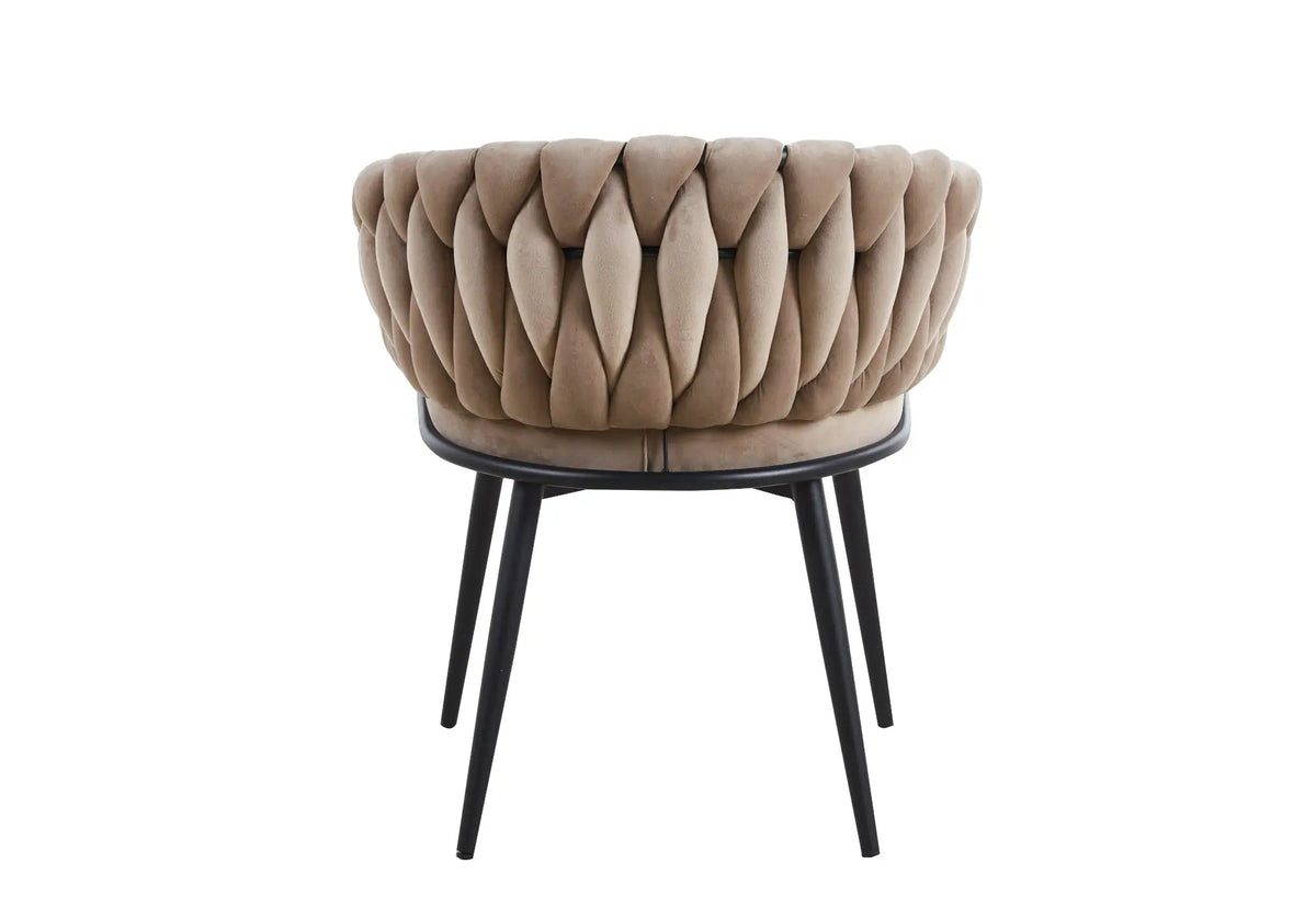 Fauteuil de table taupe pieds noirs x2 | Vexis